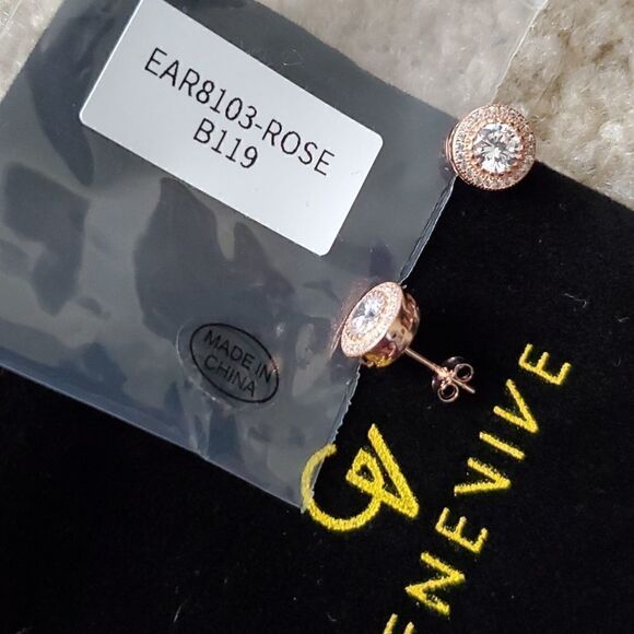Genevive 18 K Rose Gold Vermeil Earrings - Picture 2 of 2